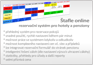 Štafle online - rezervační systém pro penziony